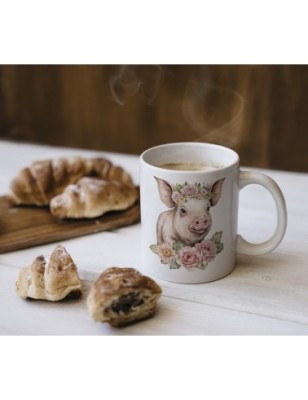 Ceramic Mug - Floral Pig - 300ml
