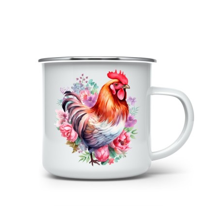 Enamel Camping Mug - Hens - 350ml